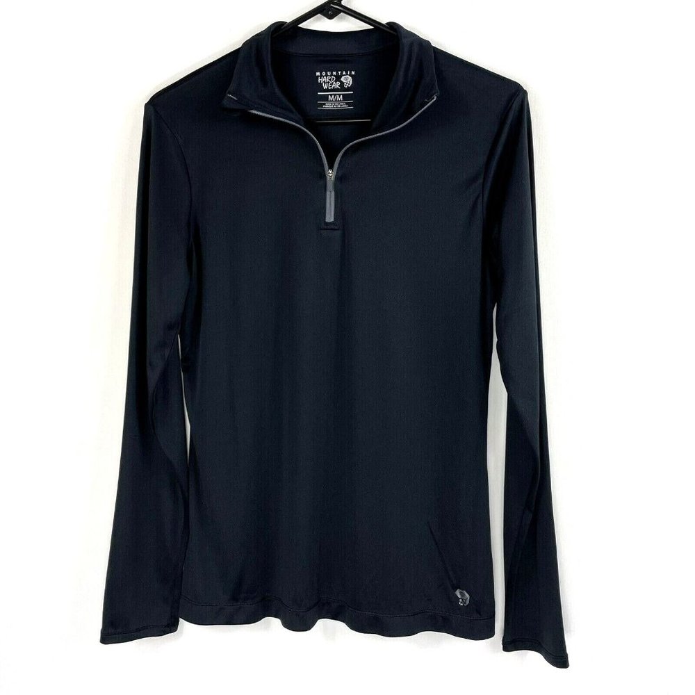 Mountain Hardwear Womens 1/4 Zip Shirt Size Medium Black Wicked Long Sleeve